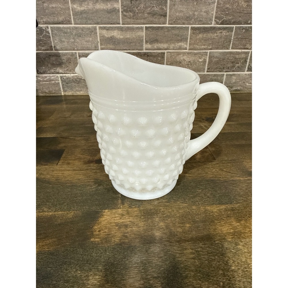Fenton White Milk Glass‎ Hobnail Pitcher Vintage 5.5 Inch Creamer Vase
